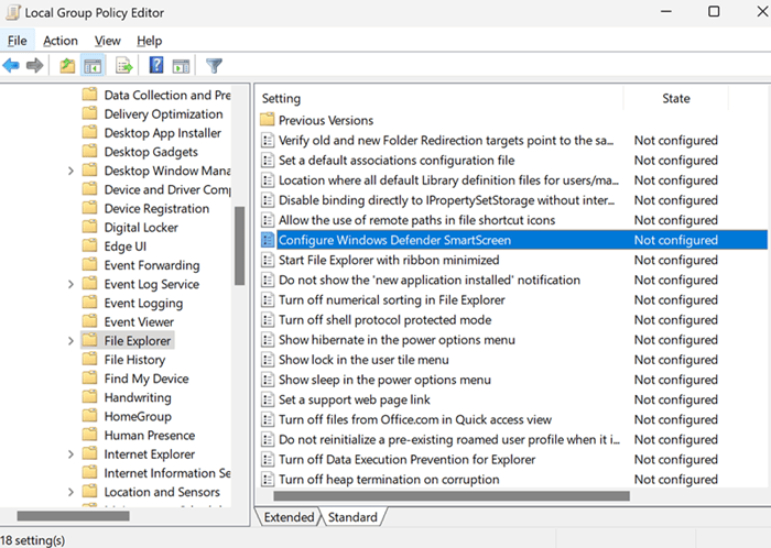 Configure Windows Defender SmartScreen