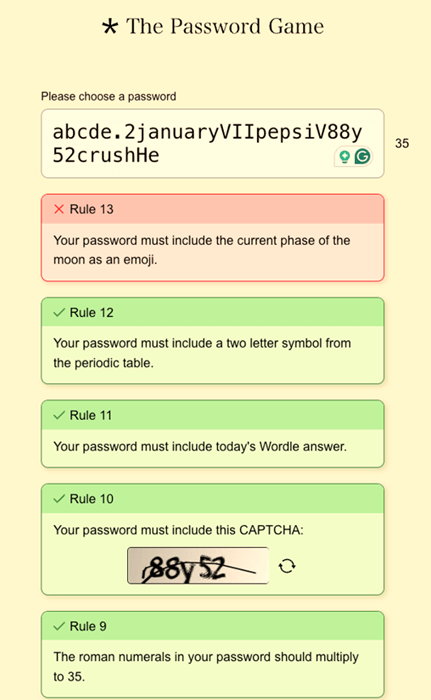password game rule 13